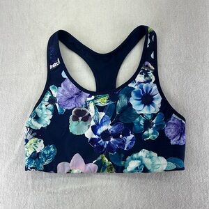 Old Navy Active Athletic Workout Sports Bra Medium Support Womens L Blue Floral